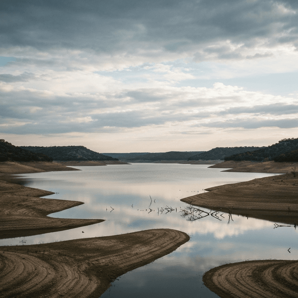 Lake Buchanan expansive waters with rolling hills