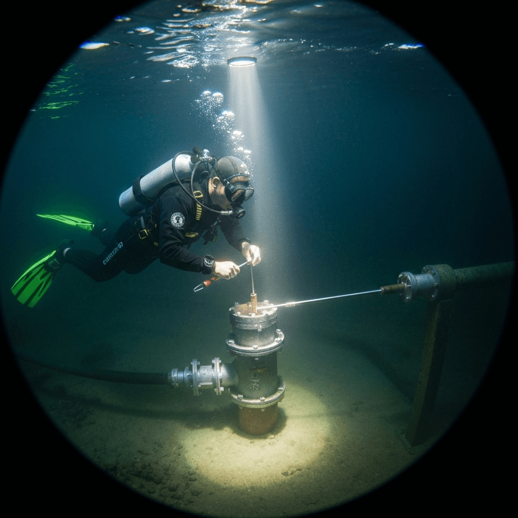 Emergency underwater pump repair by professional diver